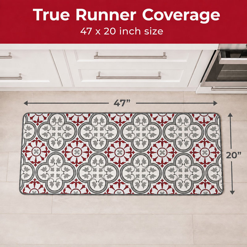 Tapis de cuisine Paco, Gris clair / rouge, Rectangle 2 pi x 4 pi