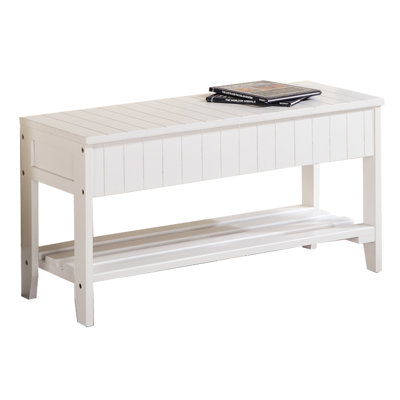 Quality Solid Wood Shoe Bench, White - Spacious Storage Bench With Compartment