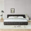 Grand lit tapissier, cadre de lit rembourré confortable, tissu chenille, avec tête de lit et cadre de lit solide. Avec tiroir pour le rangement - Gris foncé (88,5 po x 68,5 po x 31 po)-586800413-578973911