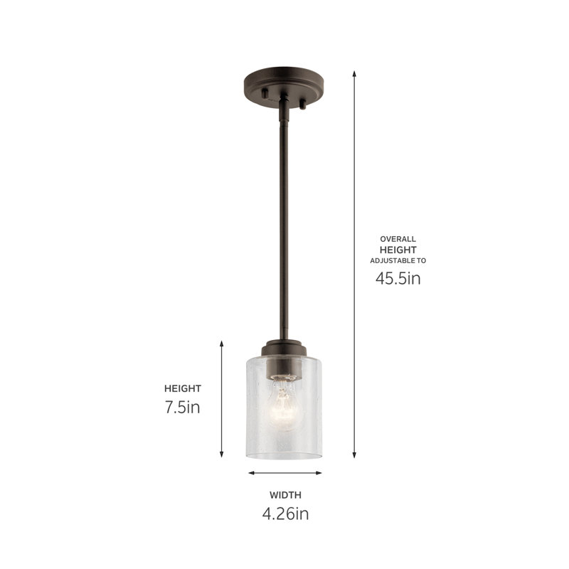 Winslow Olde Bronze Mini Pendant with Clear Seeded Glass