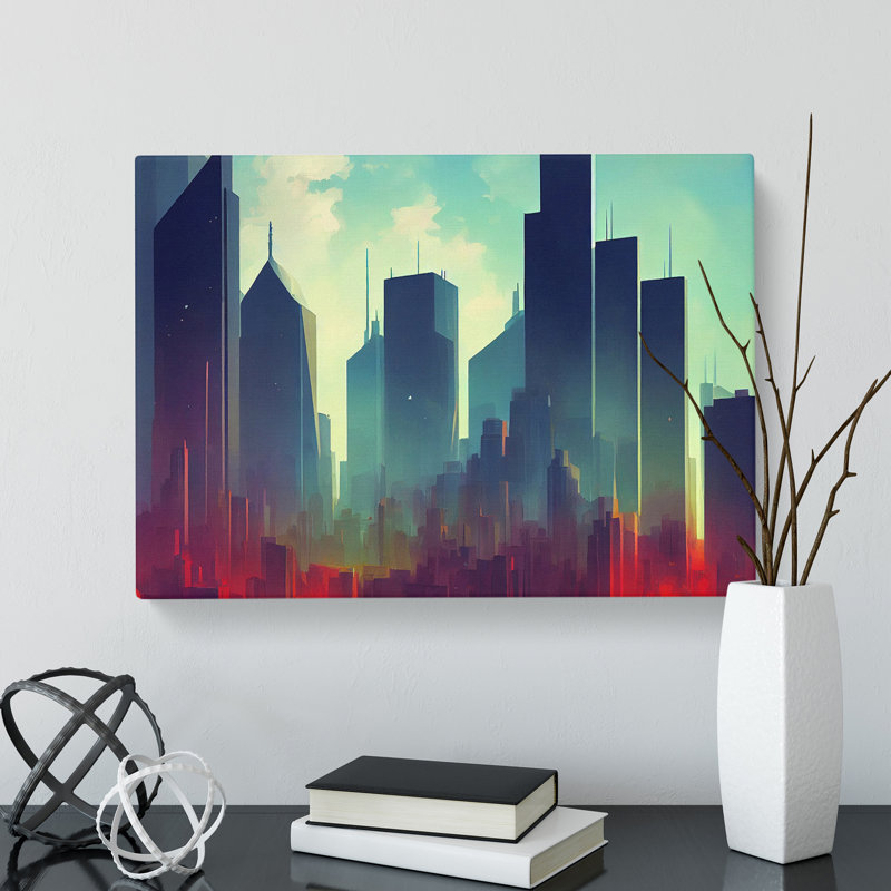 Exotic Skyscraper Skyline - Wrapped Canvas Print, 35cm H x 50cm W x 3cm D