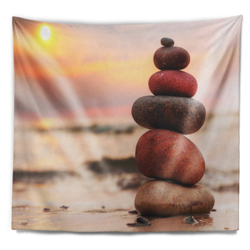 Tapisseries en polyester en pyramide sur la symbolisme de sable, avec accessoires suspendus inclus, H 50 po x l 60 po