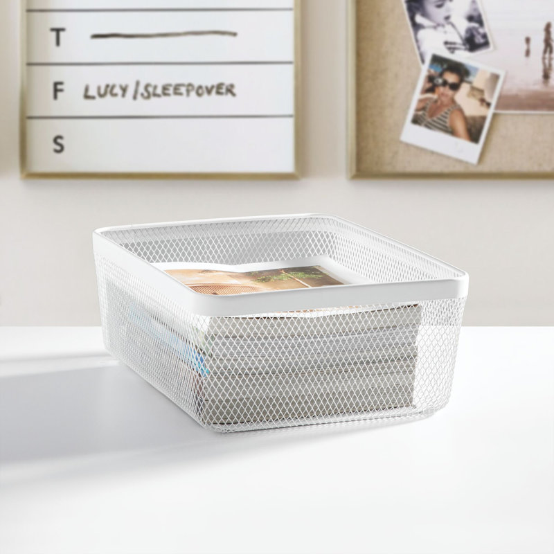 Panier en fil de fer 16 x 12 x 6, Blanc mat