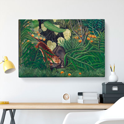Combat of a Tiger and Buffalo Vol.2 by Henri Rousseau - Wrapped Canvas