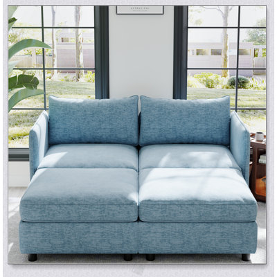 Mid-Century Modern Love Seat Couch With Hidden Storage,   For Small Spaces And Versatile Use