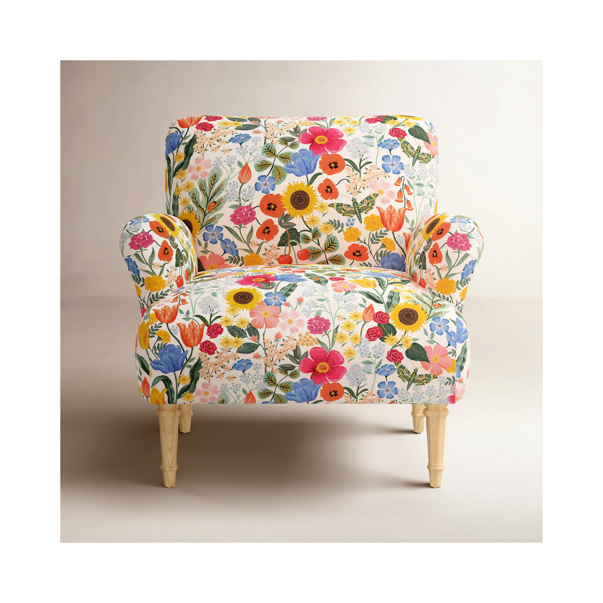 Rifle Paper Co. x Cloth & Company Bristol Armchair, Rpc Blossom Blush Linen