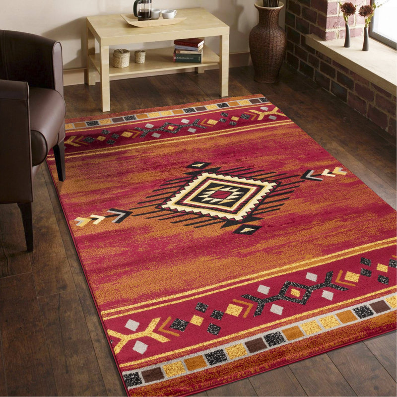 Rouge 2 pi 7 po X 7 pi 3 po Tapis Southwest