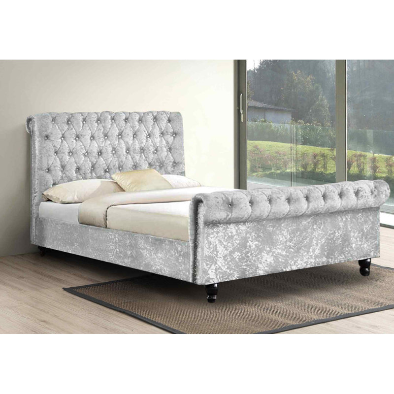 Upholstered Bed, Small Double (4'), Silver