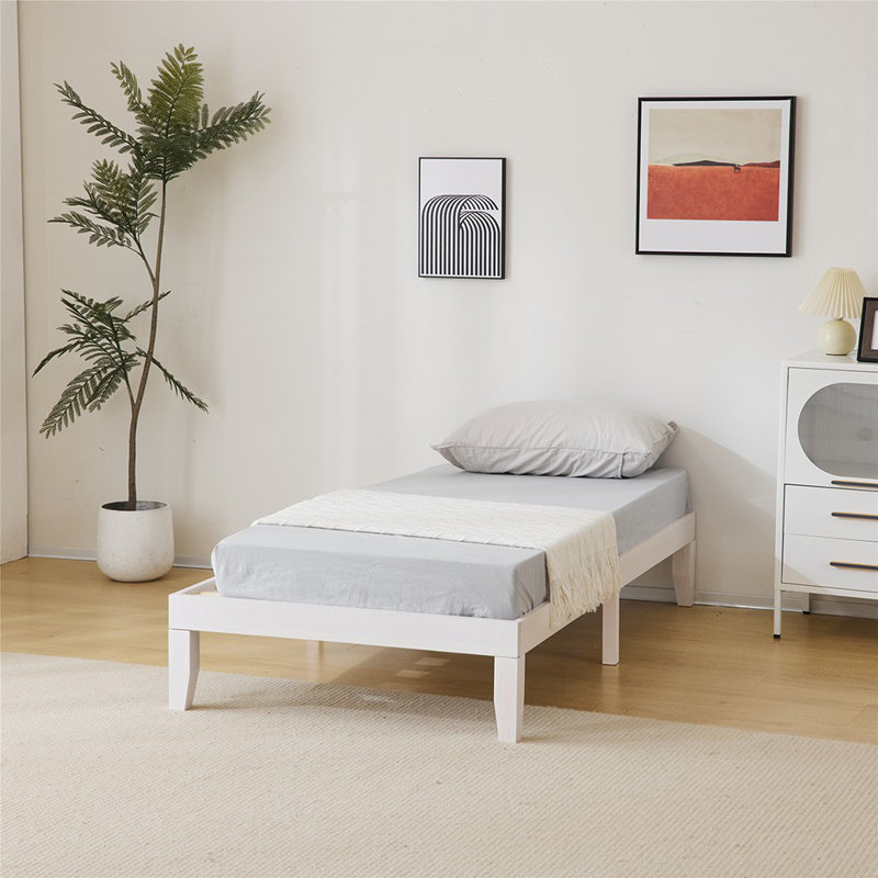 Basic Wooden Bed Frame, Twin, White