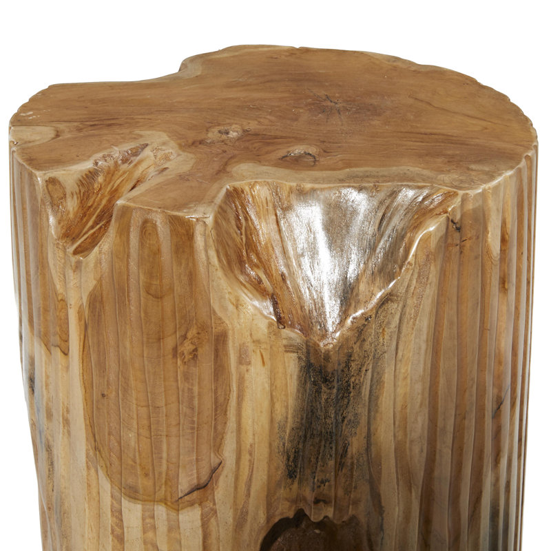 Table d'appoint en bois de teck brun fait à la main Momsen 12 po x 12 po x 16 po