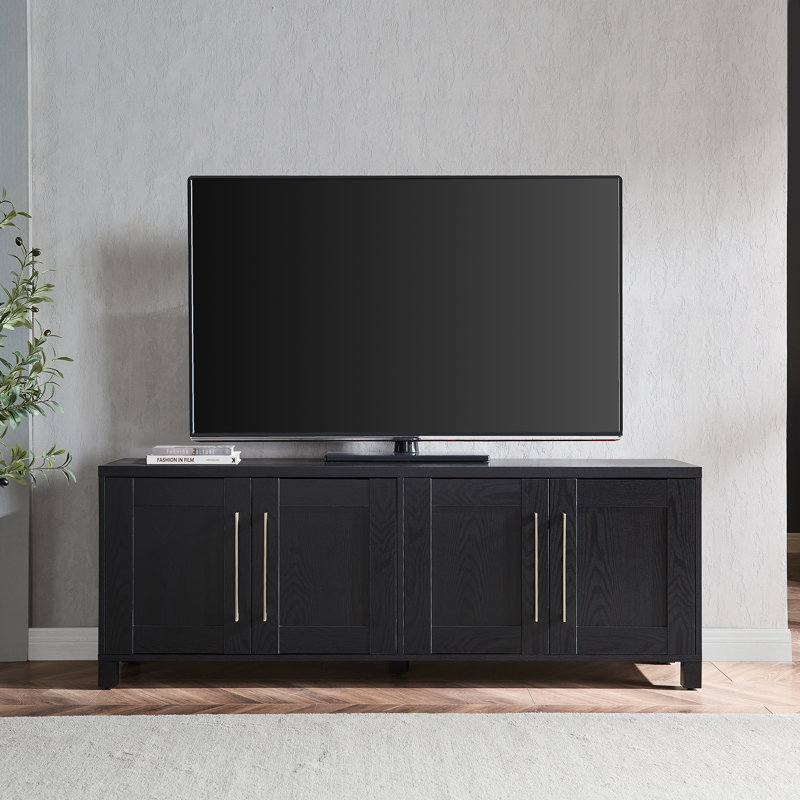 Meuble télé rectangulaire pour téléviseur de 75 po ou moins Chabot, Grain noir