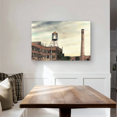 Water Tower in New York - Industrial Metal Print for Decor