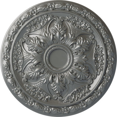 Endurathane Baile Ceiling Medallion, 20"OD x 3 1/2"ID x 1 5/8"P (Fits Canopies up to 3 1/4"), Hand-Painted Silver Finish
