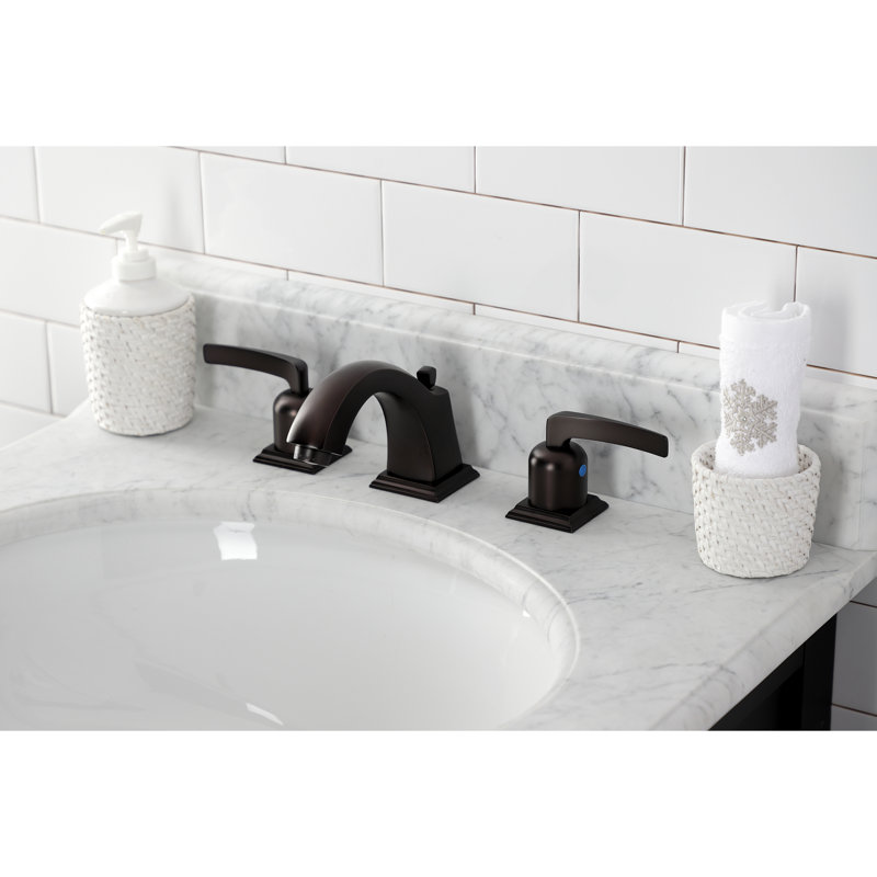 Kingston Brass Centurion Two-Handle 3-Hole Deck Mount Widespread Bathroom Faucet with Brass Pop-Up Drain, Oil Rubbed Bronze
