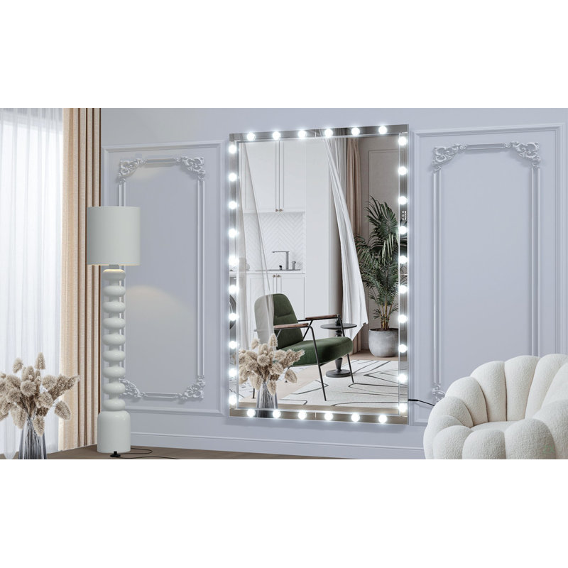 Miroir vertical suspendu horizontal en aluminium pour vestiaires, argent de chambre à coucher