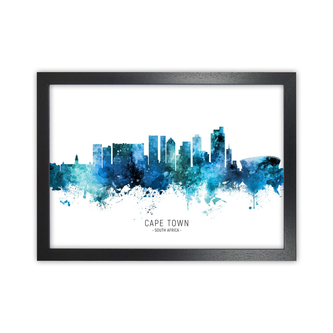 Cape Town South Africa Skyline Blue City Name by Michael Tompsett - Graphic Art