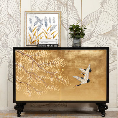 Chinese Style Shoe Cabinet with Hand-Painted Art
