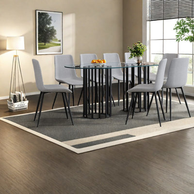 Ensembles de table de salle à manger (doit inclure à la fois la table et la chaise), 71 pouces en verre Modern Home
