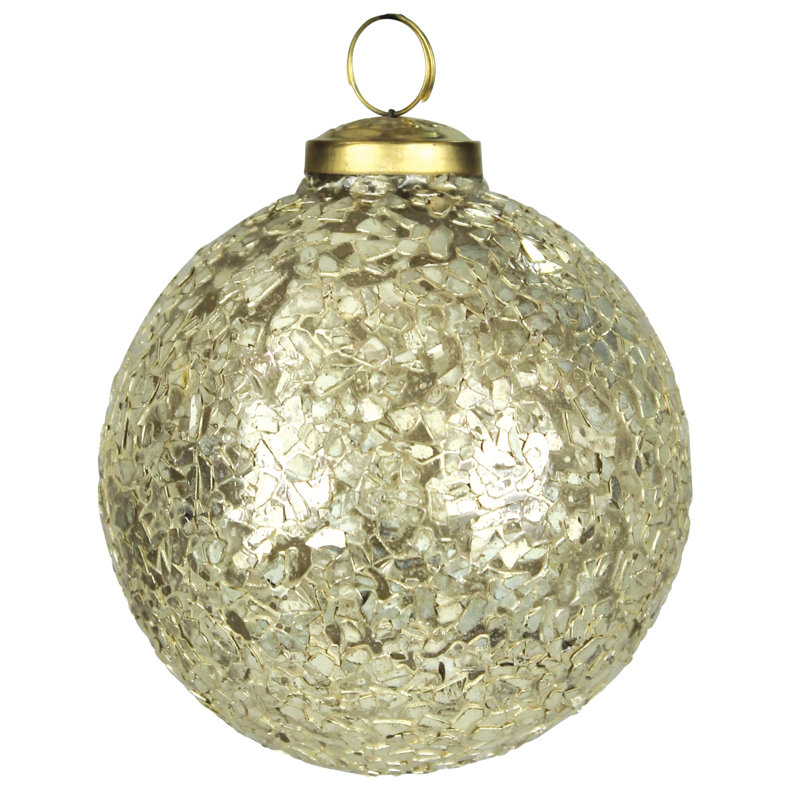 Ornement boule de Noël en verre, H 4 po x l 4 po x P 4 po