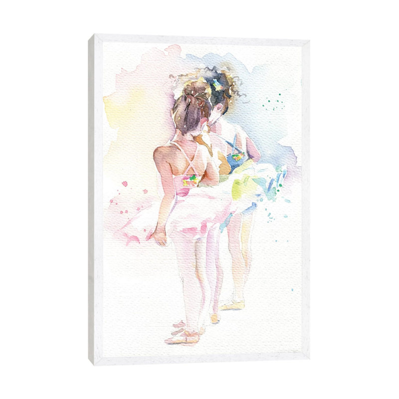 Little Ballerinas 1 Piece Painting on Canvas, 66.04cm H x 45.72cm W x 3.81cm D, White Framed