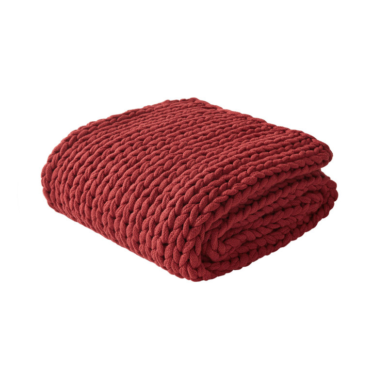 Jeté double tricoté à la main Friesen, Rouge