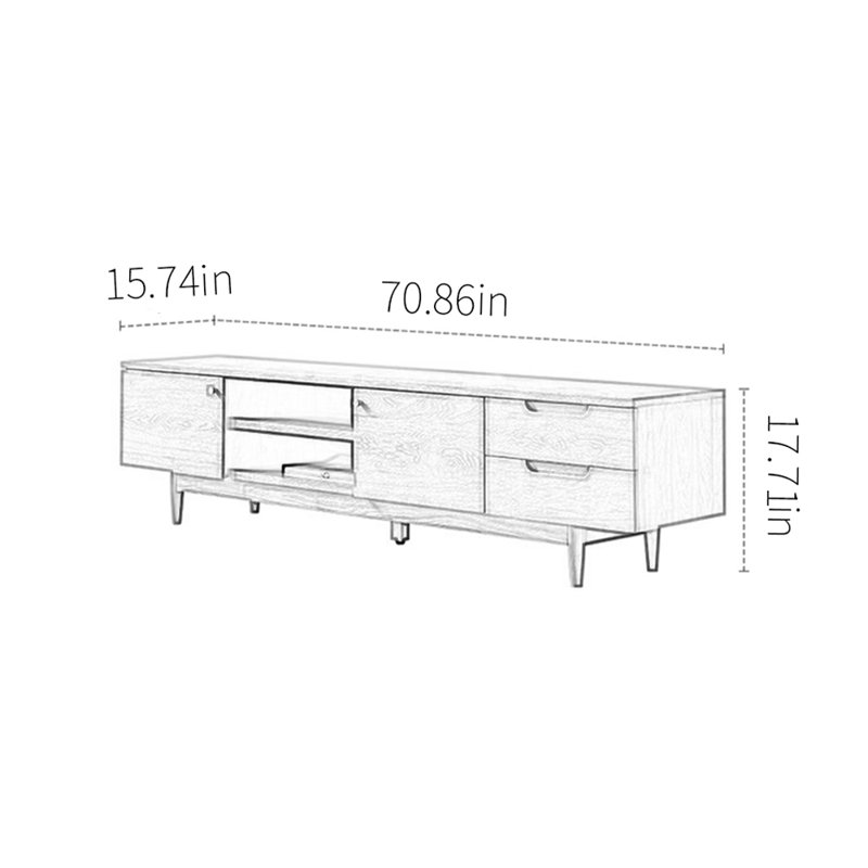 Ensemble de télévision minimaliste en chêne massif et bois de chêne