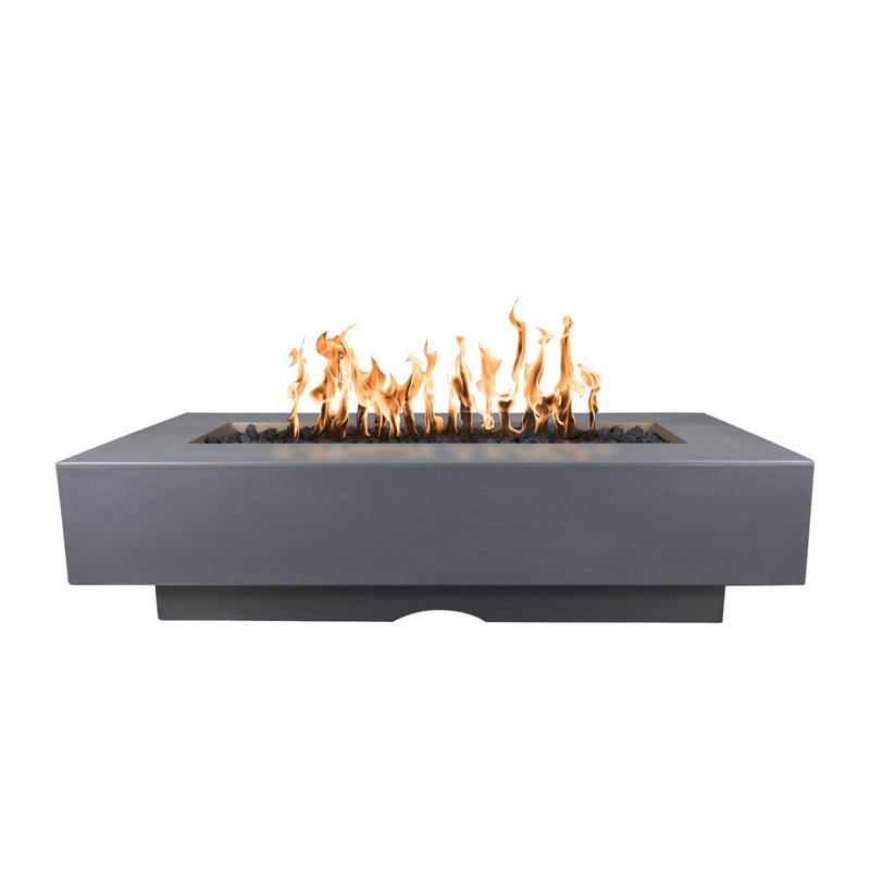 Del Mar Rectangle Concrete Smokeless Fire Pit, Liquid Propane, 15" H x 96" W x 28" D, Gray