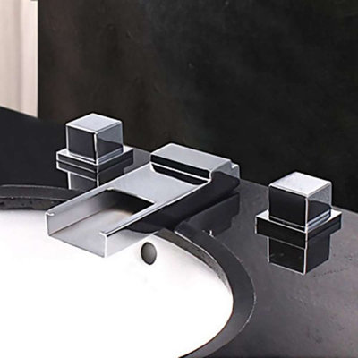 Arlon Hospitality LED Bathroom Faucet by BathSelect – Chrome Finish, Widespread Installation, Waterfall Spout​