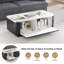 Coffee Table, Stone‑Effect Marble Top with Hidden Storage-1390333306