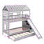  Lit superposé simple au-dessus de simple avec lit gigogne et glissade, escalier de rangement, toit et fenêtre Anahira-301613820