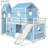 Twin Size Loft Bed with Slide, Blue Tent & Tower, Kids Loft Bed for Fun, Play & Space-Saving