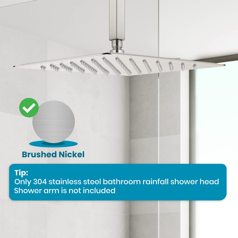 Rain Fixed Shower Head 2.0 GPM GPM, Brushed Nickel