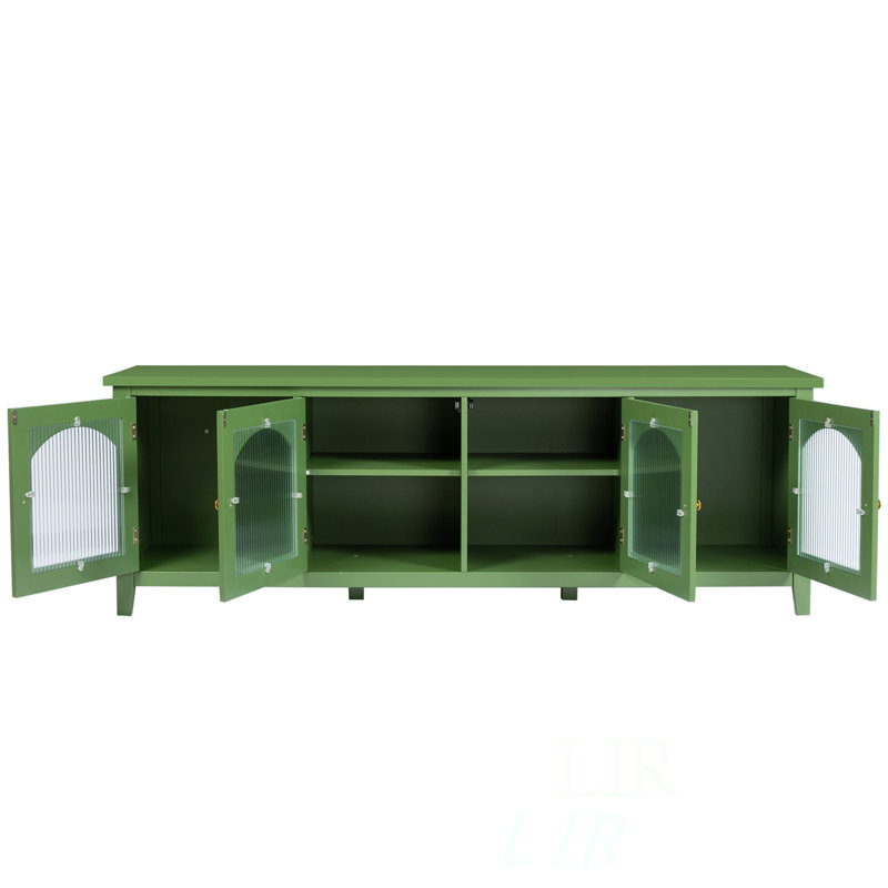 71-Inch Antique Green Solid Wood TV Stand, Media Console Table for Living Room, Bedroom, Kids Room, Green
