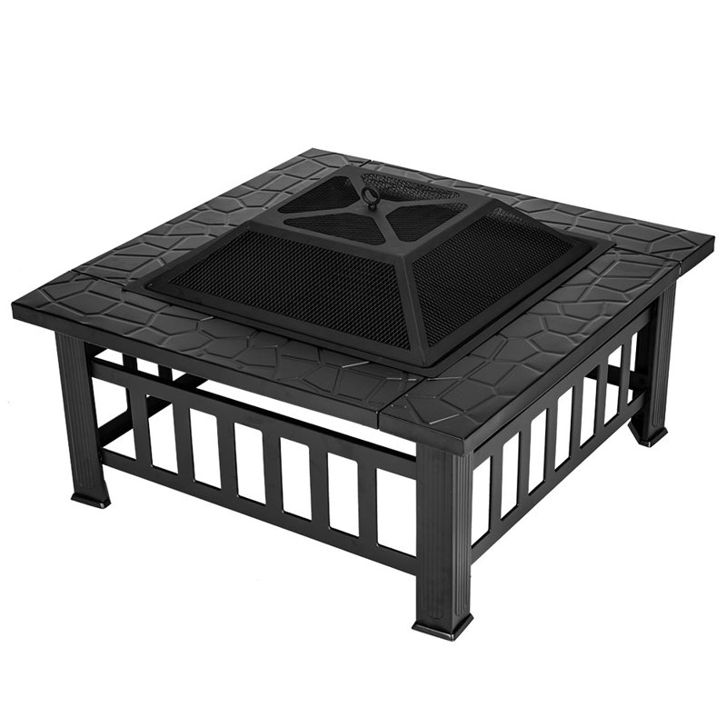 Abdul'Malik Square Iron Wood Burning Fire Pit Table