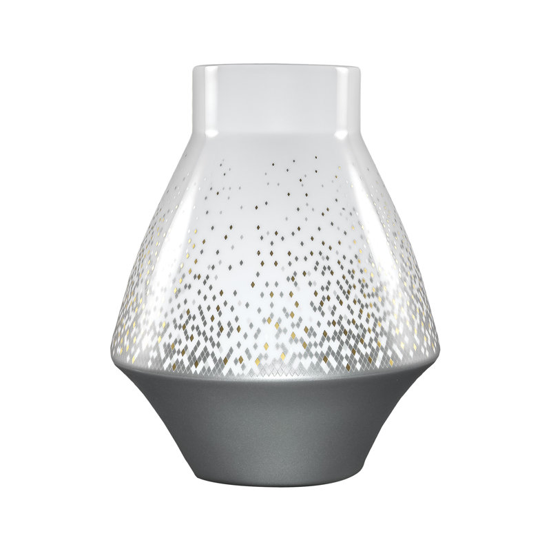 Souffle d' Or White/Platinum 9.45" Porcelain Table Vase