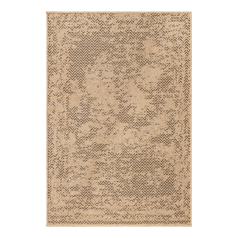 Lachlan Geometric Machine Woven Polypropylene Area Rug in Natural/Brown, Rectangle 4'3" x 6'1"