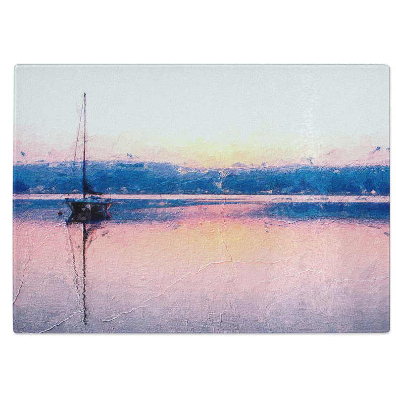 Tempered Glass Boat on Lake Zurich in Switzerland Chopping Board, 28.5 cm W x 20 cm L