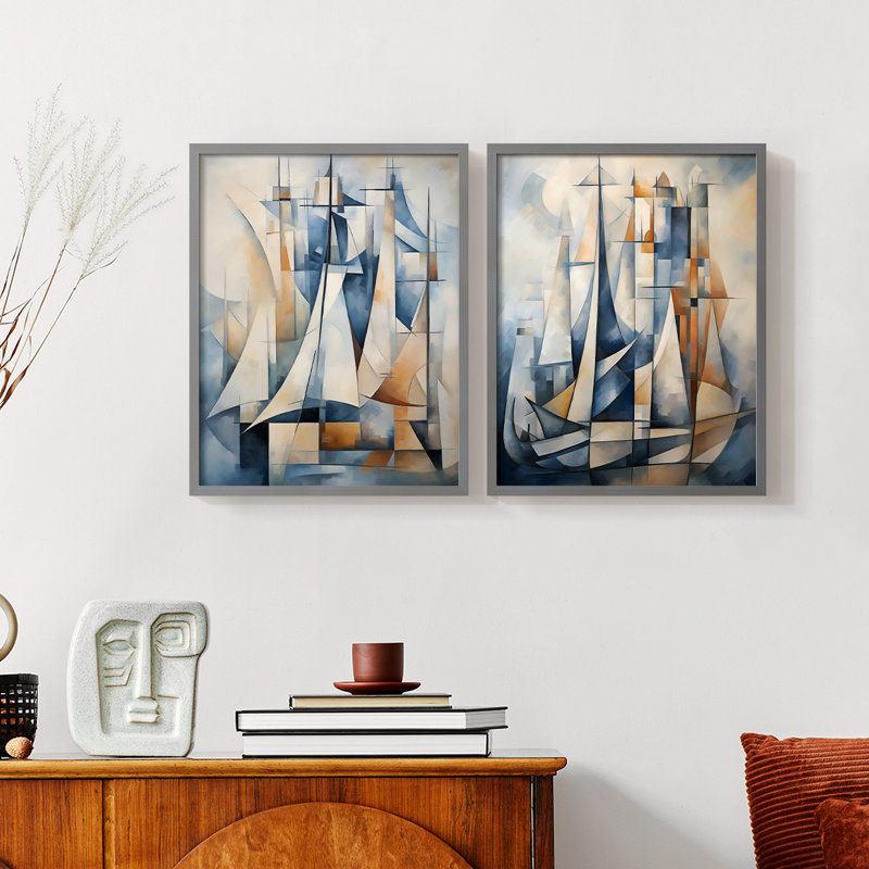 Série NAUTICAL CDxxiv - reproduction encadrée de qualité supérieure - prête à être accrochée - aucun clou requis - aucun clou requis