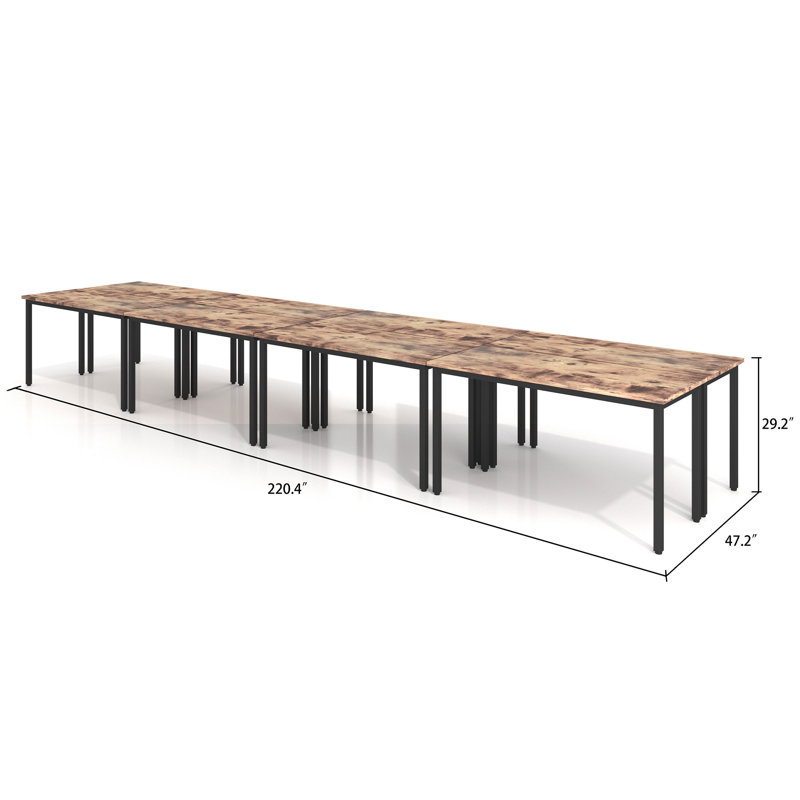 Table de conférence rectangulaire moderne, bureau, bureau 220,4 po, Brun