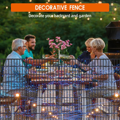 Dog Fence Outdoor,15 Panels No Dig Decorative Fence For Outdoor,Yard, Patio,32 In(H) X 36 Ft(L) Animal Barrier Rustproof Metal Wire Panel,Decorative Garden Fence- Curved