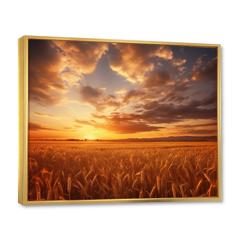 «Scenic Sky On Golden Horizon III», reproduction d'art sur toile, 24" H x 32" W, Cadre flottant doré