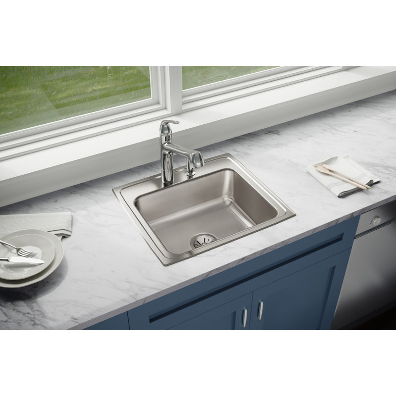 Lustertone 22" L x 19.5" W Drop-In Kitchen Sink, MR2 hole
