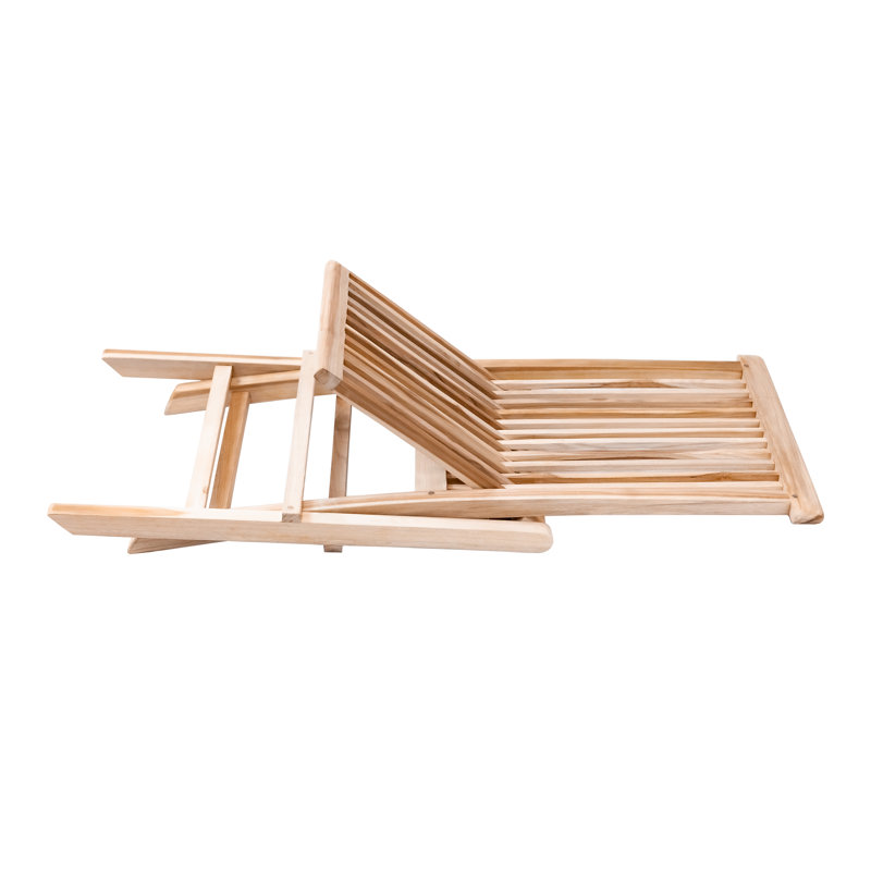 Natural Teak Wood Outdoor Folding Chair with Beige Finish