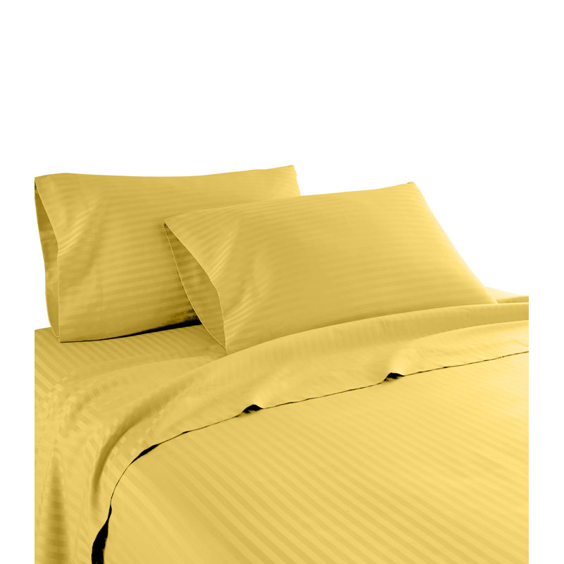 Twin Black Striped Egyptian Cotton Deep Pocket Sheet Set