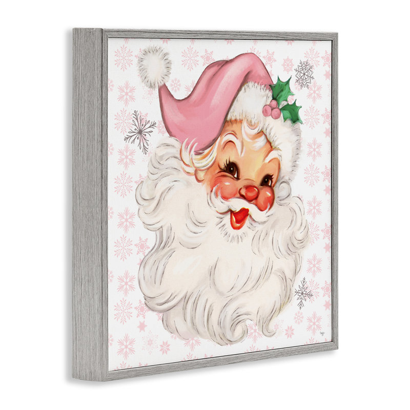 Estampe numérique Pastel Jolly Santa encadrée, design par Mollie B., H 12 po x l 12 po, Estampe numérique Farmhouse