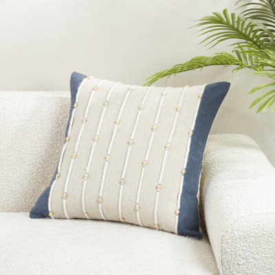 Housse de coussin en coton bleu marine