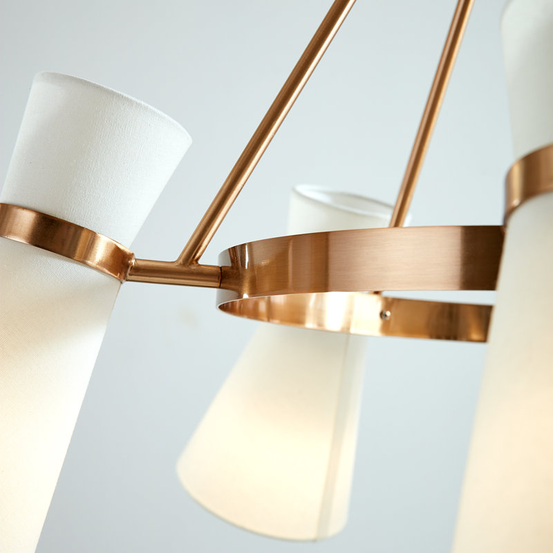 Lustre à 5 lumières Ayyaan, Laiton satiné, non