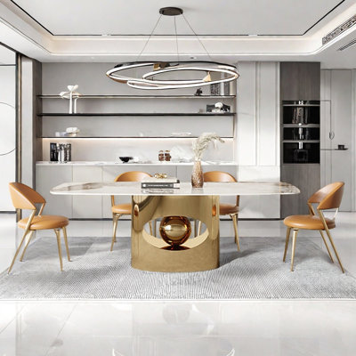 Light luxury creative rectangular dining table set