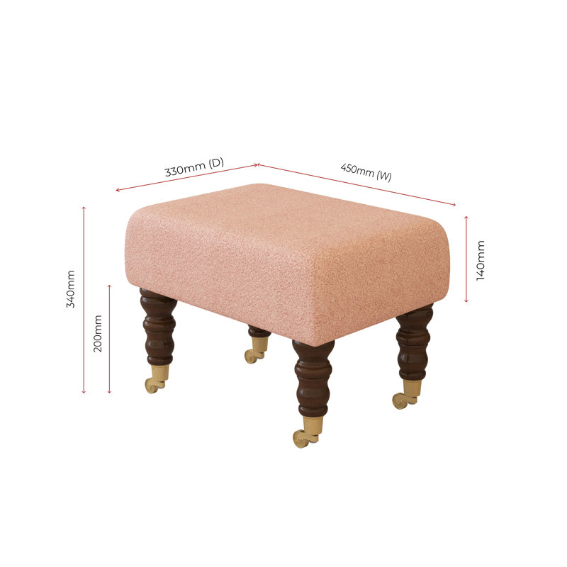 Autryville Wood Caster Leg - Fabric, Pink, Mahogany, Boucle