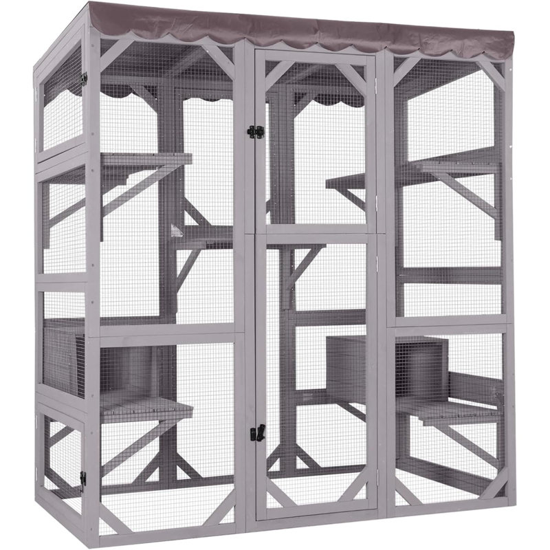 Enceinte d'extérieur pour chat Catio, Gris
